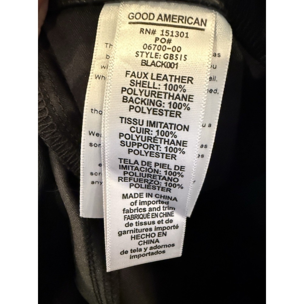 Good American Good Boy Bootcut Faux Leather Pants Black Women 2 26 holiday NYE - Picture 7 of 7